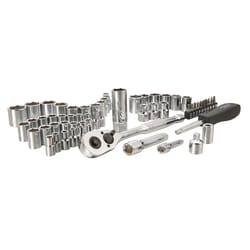 Stanley 1/4 and 3/8 in. drive Metric/SAE Mechanic's Tool Set 60 pc