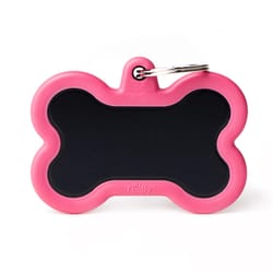 MyFamily Hushtag Black/Pink Bone Aluminum Dog Pet Tags X-Large