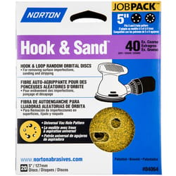 Norton Hook & Sand 5 in. Aluminum Oxide Hook and Loop A250/A290 Sanding Disc 40 Grit Extra Coarse 20