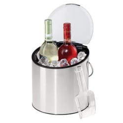 OGGI 4 qt Black/Silver Acrylic/Stainless Steel Ice Bucket with Scoop