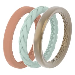 Groove Life Womens Gold Coast Round Multicolored Stackable Rings Silicone Water Resistant Size 7