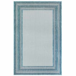 Liora Manne Carmel 6.6 W X 9.4 L Aqua Multi Border Polypropylene Area Rug