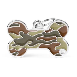 MyFamily Style Green Camouflage Bone Metal Dog Pet Tags X-Large