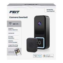 Feit Black Plastic Wireless Smart-Enabled Video Doorbell