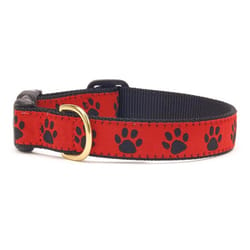 Up Country Red and Black Paw Nylon Dog Collar Medium