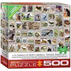 Eurographics Vintage Stamps Animals of North America Jigsaw Puzzles Multicolored 500 pc