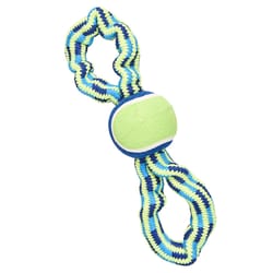 Spot Colorful Ropes Blue/Green Rope with Tennis Ball Dog Toy Medium 1 pk