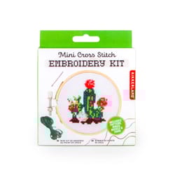 Kikkerland Mini Cross Stitch Cactus Embroidery Kit Cotton/Polyester 1 pk