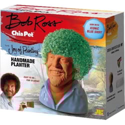 Chia Pet Bob Ross - Blue Shirt Decorative Planter Clay 1 pk