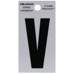 Hillman 2 in. Reflective Black Vinyl  Self-Adhesive Letter V 1 pc