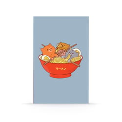 Denik 10 in. W X 8 in. L Sewn Bound Blue Ramen and Cats Notebook