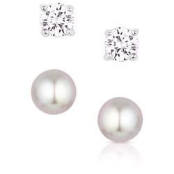 Montana Silversmiths Women's CZ and Pearl Set Silver Earrings