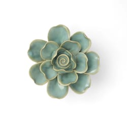 Chive France 1.97 in. H X 4.53 in. L Glazed Teal Ceramic Gardenia Wall Flower
