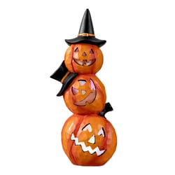 Glitzhome Multicolored 14 in. LED Prelit Halloween Lighted Stacked Resin Tabletop Decor