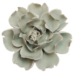 Chive English Garden 1.8 in. H X 3.7 in. W X 3.7 in. L Glazed Green Ceramic Rose Wall Flower