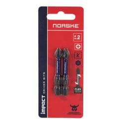 Norske Phillips PH2 X 2 in. L Impact Torsion Bit S2 Tool Steel 2 pk