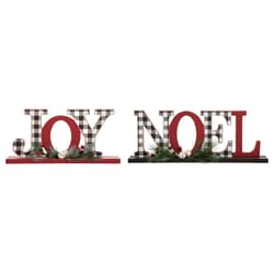 Glitzhome Multicolored Plaid JOY and Noel Table Decor