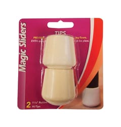 Magic Sliders Rubber Leg Tip White Round 1-1/4 in. W 2 pk