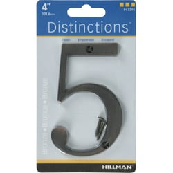 Hillman Distinctions 4 in. Bronze Zinc Die-Cast Screw-On Number 5 1 pc