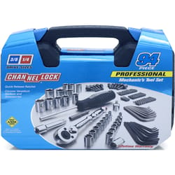 Channellock 1/4 and 3/8 in. drive Metric/SAE Socket and Ratchet Set 94 pc