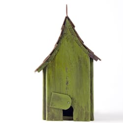 Glitzhome 11-9/16 in. H X 5 in. W X 3-11/16 in. L Metal and Wood Bird House