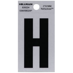 Hillman 2 in. Reflective Black Vinyl  Self-Adhesive Letter H 1 pc