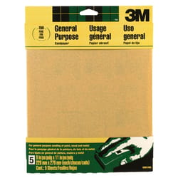 3M 11 in. L X 9 in. W 150 Grit Aluminum Oxide Sandpaper 5 pk