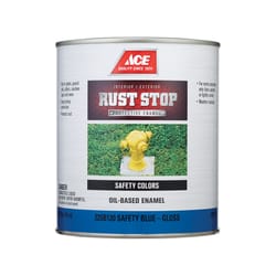 Ace Rust Stop Indoor and Outdoor Gloss Safety Blue Oil-Based Enamel Rust Prevention Paint 1 qt