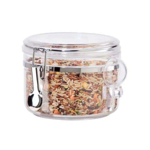 Home, Oggi Clear Clamp 4 Piece Canisters with Scoops Set