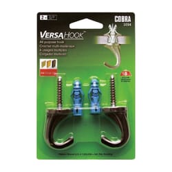 Cobra Versahook 2-1/2 in. L Brushed Nickel Steel Small Hook 18 lb. cap. 2 pk