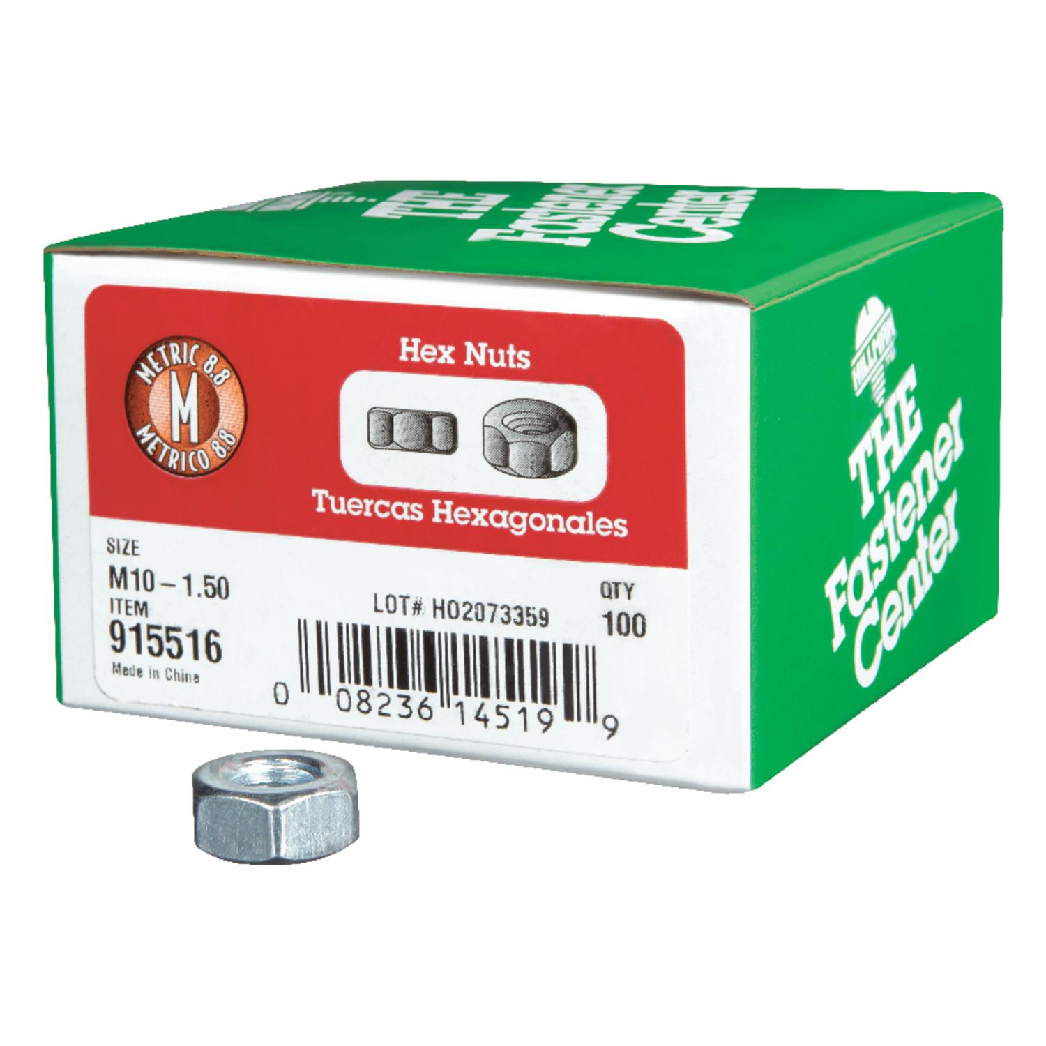 Hillman M10-1.50 mm Zinc-Plated Steel Metric Hex Nut 100 pk