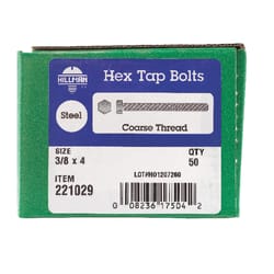 HILLMAN 3/8 in. D X 4 in. L Zinc Plated Steel Hex Tap Bolt 50 pk