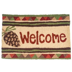 Jellybean 20 in. W X 30 in. L Multi-Color Pine Cone Welcome Polyester Accent Rug