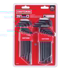Craftsman 1/4 Metric and SAE Long and Short Arm Ball End Hex Key Set 26 pc