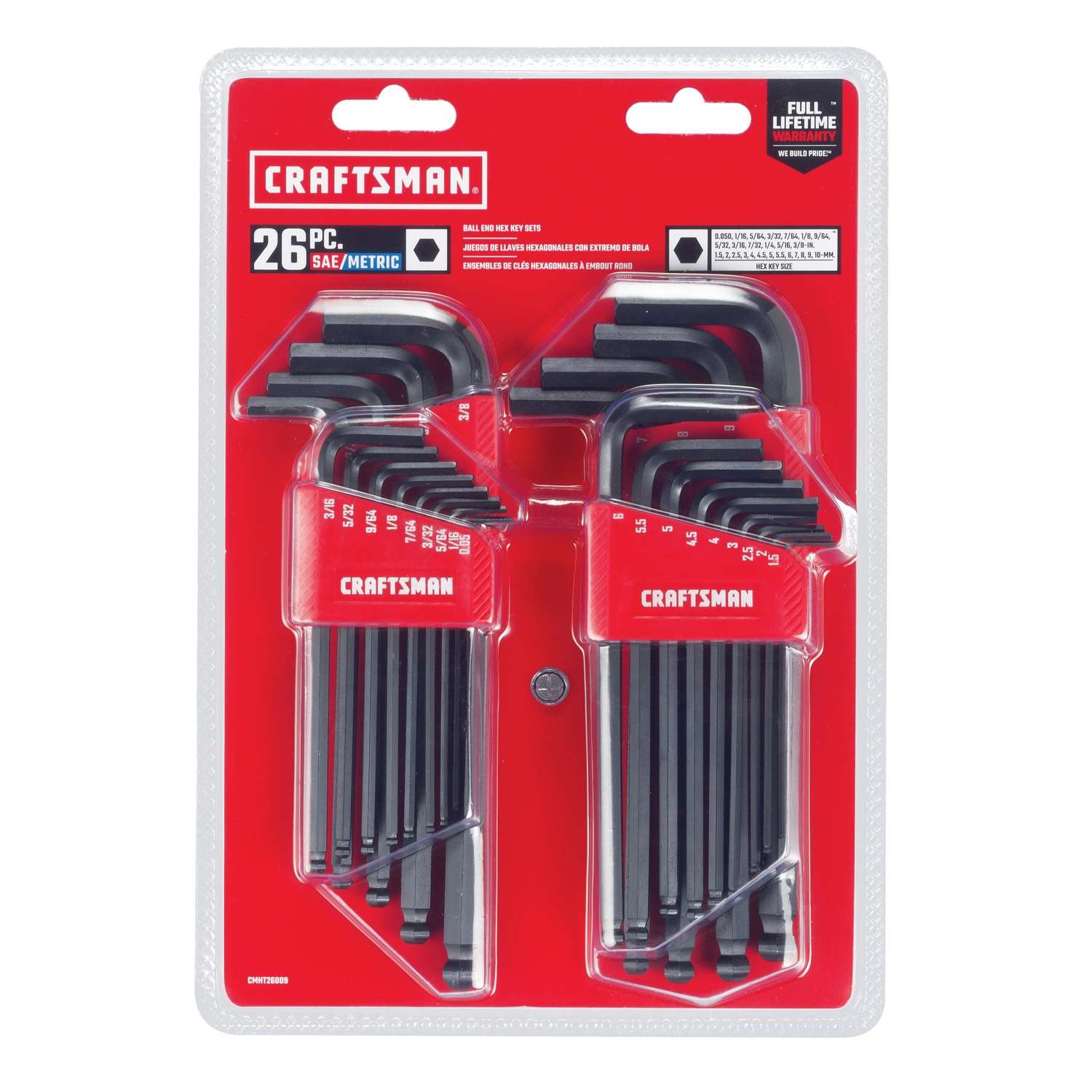 Craftsman Metric and SAE Long and Short Arm Ball End Hex Key Set 26 pc -  Ace Hardware