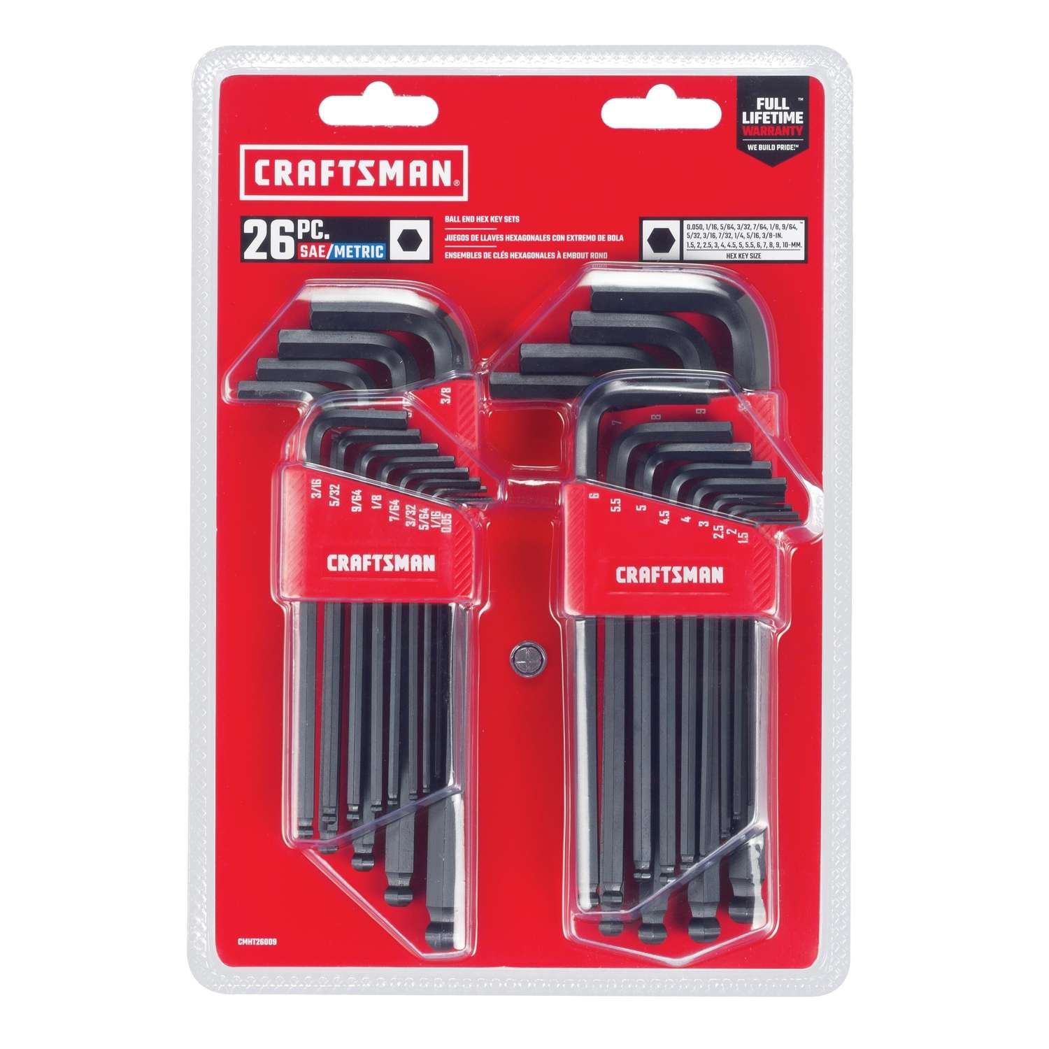 Basics Hex Key Allen Wrench 26 Set with Ball End