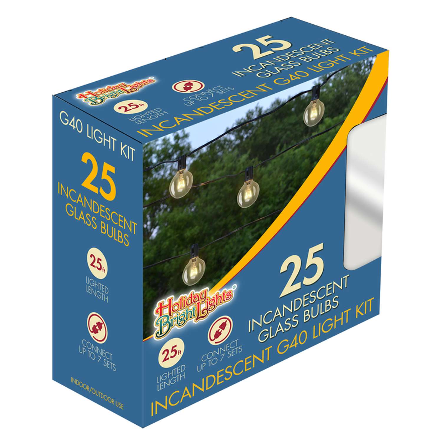 Holiday Bright Lights Incandescent G40 Globe Clear/Warm White 25 ct