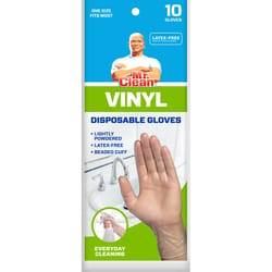 Mr. Clean Vinyl Disposable Gloves One Size Fits Most Clear Powdered 10 pk
