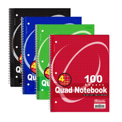 Bazic Products 8 in. W X 10-1/2 in. L Quad Ruled Side-Spiral Assorted Notebook