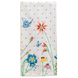 Karma Gifts Waterfront Multicolored Cotton Embroidered Floral Tea Towel 1 pk