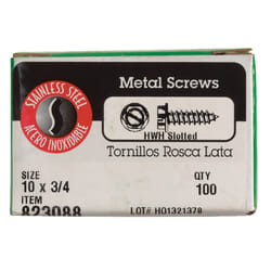 Hillman No. 10 X 3/4 in. L Slotted Hex Washer Head Sheet Metal Screws 100 pk