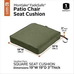 Classic Accessories Heather Fern Green Polyester Seat Cushion 3 in. H X 19 in. W X 19 in. L