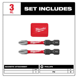 Milwaukee Shockwave Phillips 2 in. L Magnetic Attachment Set Alloy Steel 2 pc