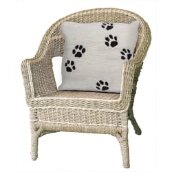 Liora Manne Frontporch White Paw Prints Polyester Throw Pillow 18 in. H X 2 in. W X 18 in. L