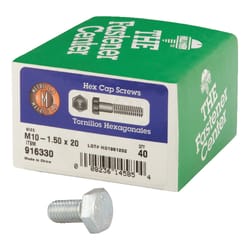 HILLMAN M10-1.50 mm D X 20 mm L Heat Treated Steel Hex Head Cap Screw 40 pk