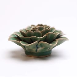 Chive English Garden 1.6 in. H X 3.5 in. W X 3.5 in. L Glazed Pastel Green Ceramic Rose Wall Flower