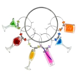 Prodyne Multicolored Acrylic/Stainless Steel Colorful Cocktails Wine Charms