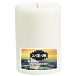Candle-Lite White Saltwater Lotus Scent Pillar Candle