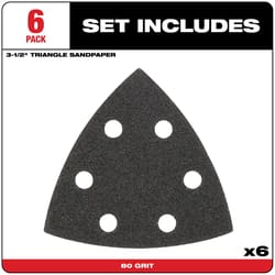 Milwaukee 3-1/2 in. Silicon Carbide 80 Grit Triangular Sanding Paper 6 pk