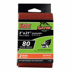 Gator 21 in. L X 3 in. W Aluminum Oxide Sanding Belt 80 Grit Medium 2 pc